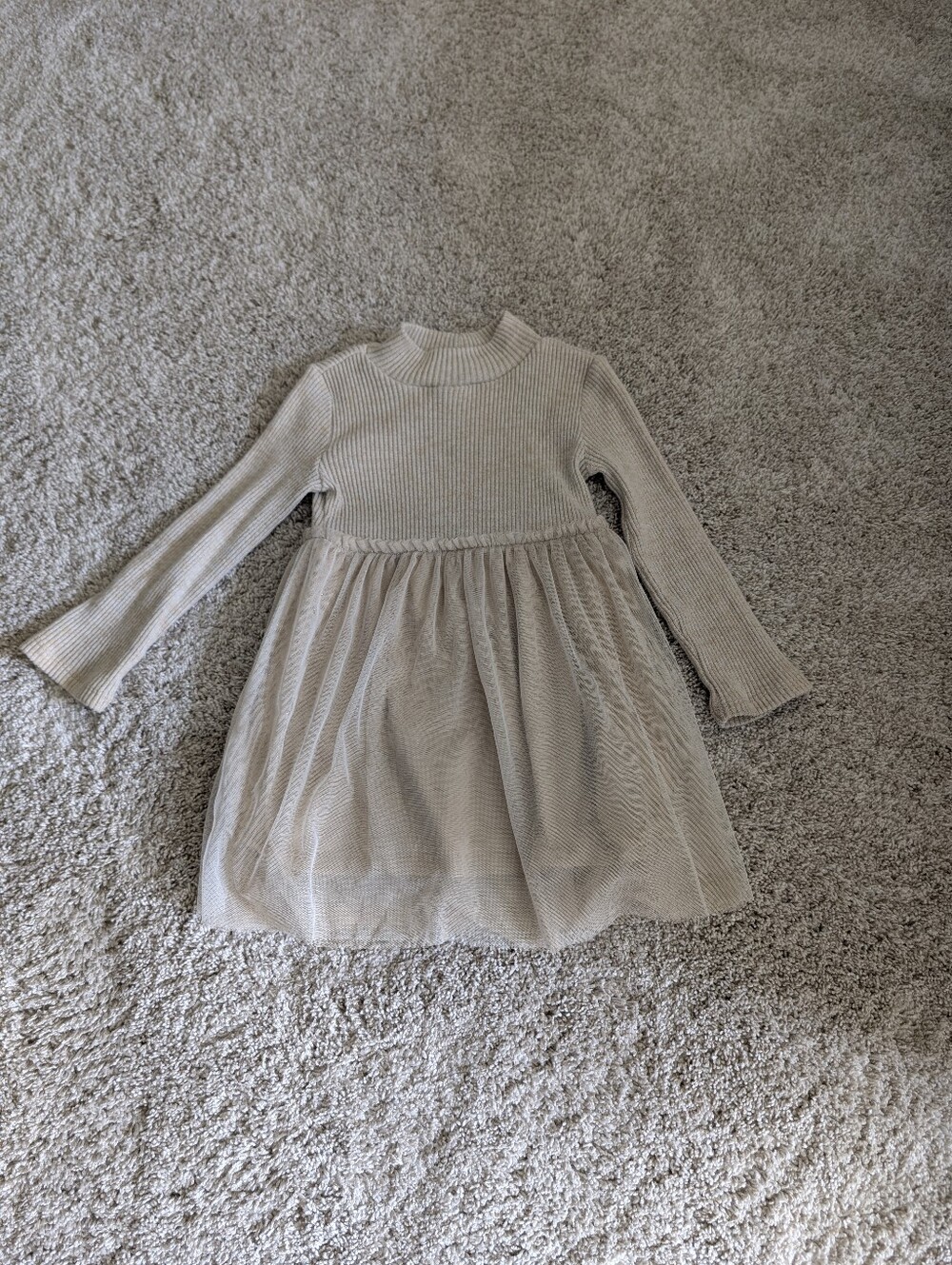 Oshkosh B'gosh Cream Long Sleeve Tulle Skirt Dress - 4T